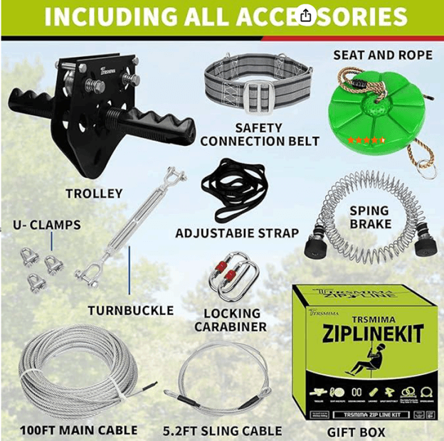 Recalled TT Trsmima Zipline Kits and Zipline Spring Brakes — The zipline kit's steel cable, turnbuckle and seat can detach…