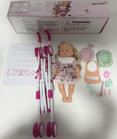 Recalled Mommy's Baby Lovely Deluxe Baby Doll Playsets — The recalled doll playsets violate the small parts ban because the…