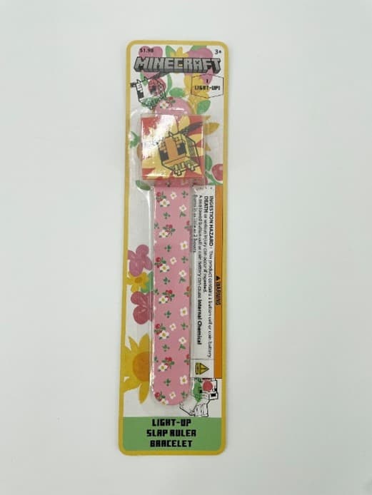 Recalled Minecraft Light-Up Slap Ruler Bracelets: The battery compartment of the recalled light-up ruler bracelets can be…