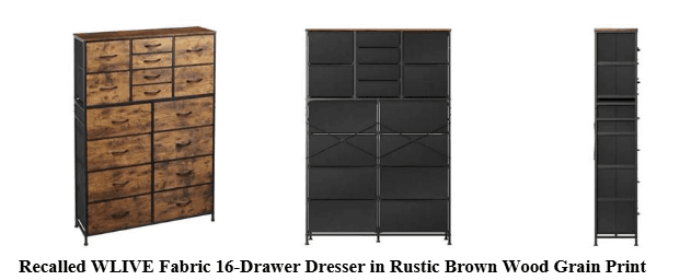 Recalled WLIVE Fabric 16-Drawer Dressers — The recalled dressers are unstable if they are not anchored to the wall, posing…